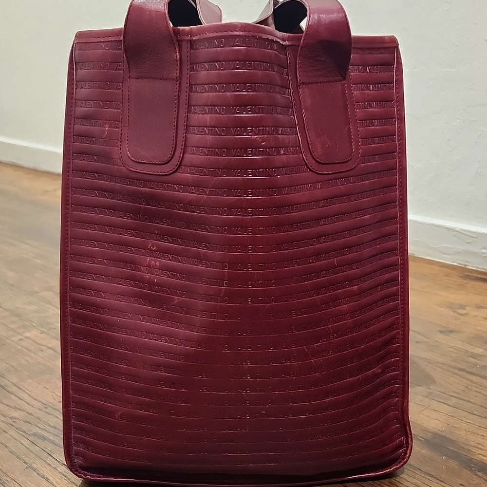 Valentino Burgundy Embossed Tote